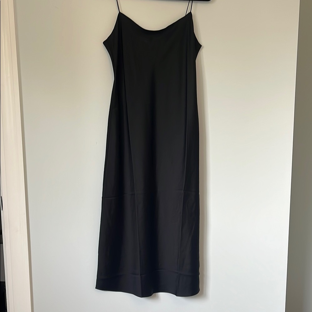 J. Crew Black Spaghetti Strap Slip Midi Dress